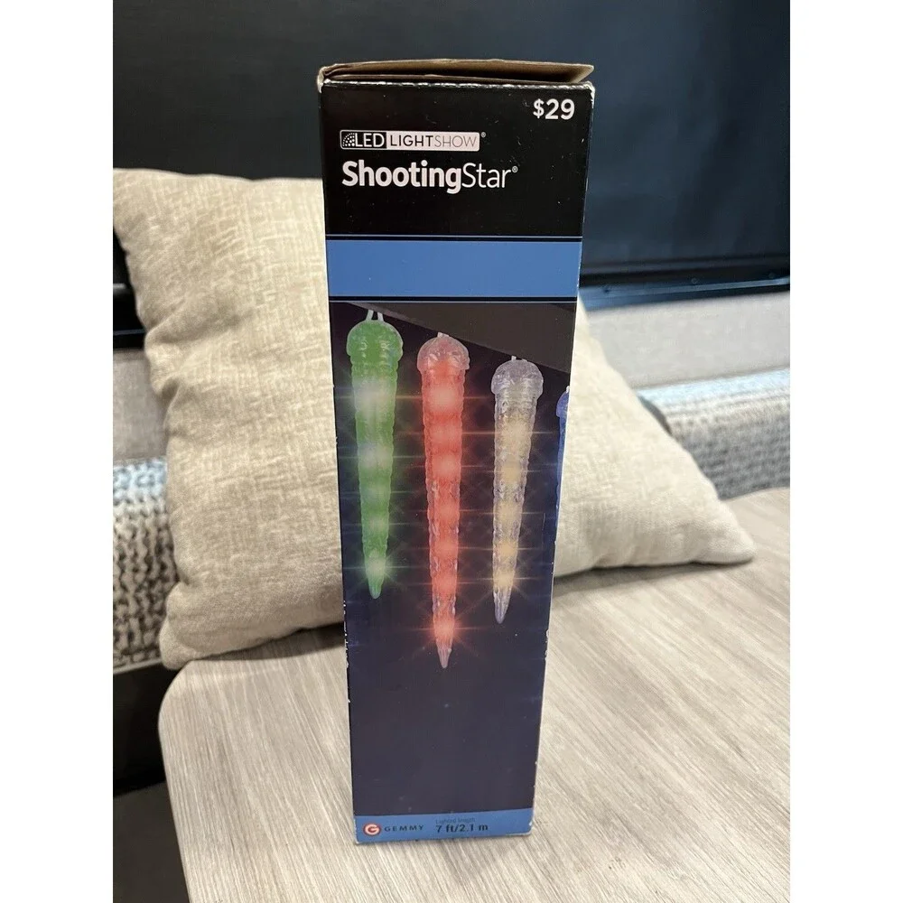 LED Lightshow Shooting Star 8 Count Multi-Color Icicle Lights Christmas Holiday